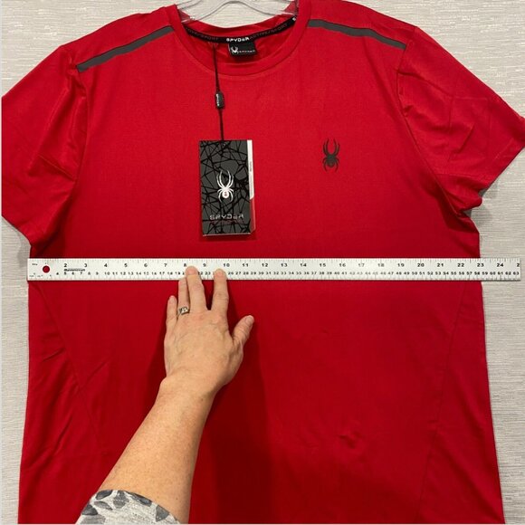SPYDER Red T Shirt Mens Large Quick Dry Perforated Lightweight Short Sleeve Tee - Picture 8 of 12